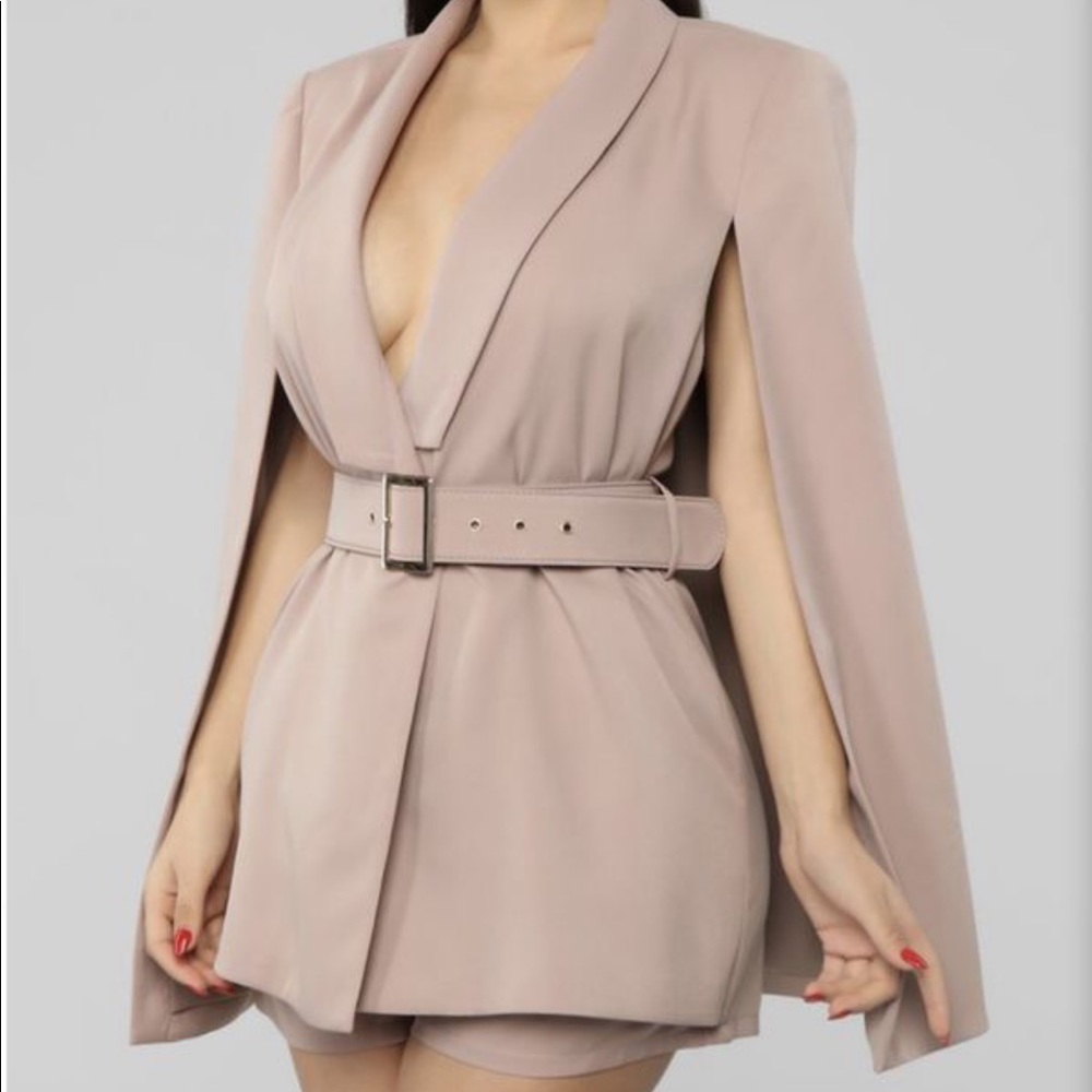 Fashion Nova “Working Overtime” Blazer Cape Dress